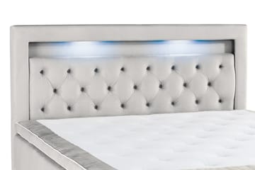 Oppbevaringsseng Monopoli med LED-belysning 160x200 - Lysegrå - Møbler - Senger - Senger med oppbevaring - Dobbeltseng med oppbevaring