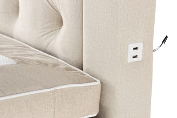 Oppbevaringsseng Monopoli med LED-belysning 180x200 - Beige - Møbler - Senger - Senger med oppbevaring - Dobbeltseng med oppbevaring