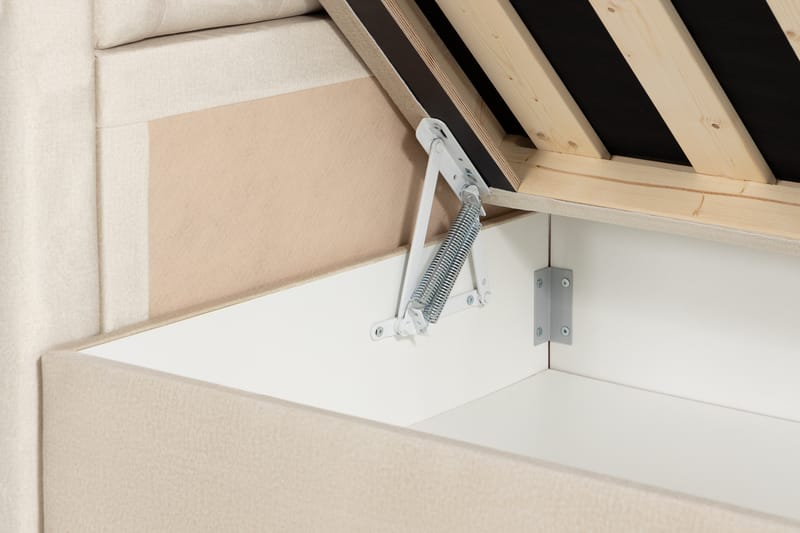 Oppbevaringsseng Monopoli med LED-belysning 180x200 - Beige - Møbler - Senger - Senger med oppbevaring - Dobbeltseng med oppbevaring