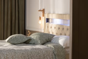 Oppbevaringsseng Monopoli med LED-belysning 180x200 - Beige - Møbler - Senger - Senger med oppbevaring - Dobbeltseng med oppbevaring