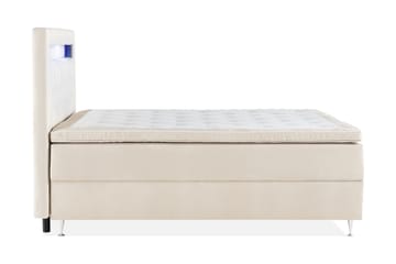 Oppbevaringsseng Monopoli med LED-belysning 180x200 - Beige - Møbler - Senger - Senger med oppbevaring - Dobbeltseng med oppbevaring