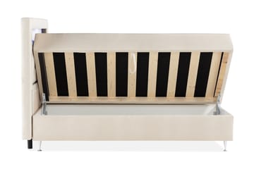 Oppbevaringsseng Monopoli med LED-belysning 180x200 - Beige - Møbler - Senger - Senger med oppbevaring - Dobbeltseng med oppbevaring