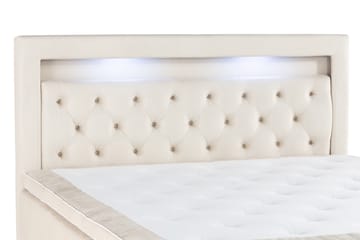 Oppbevaringsseng Monopoli med LED-belysning 180x200 - Beige - Møbler - Senger - Senger med oppbevaring - Dobbeltseng med oppbevaring