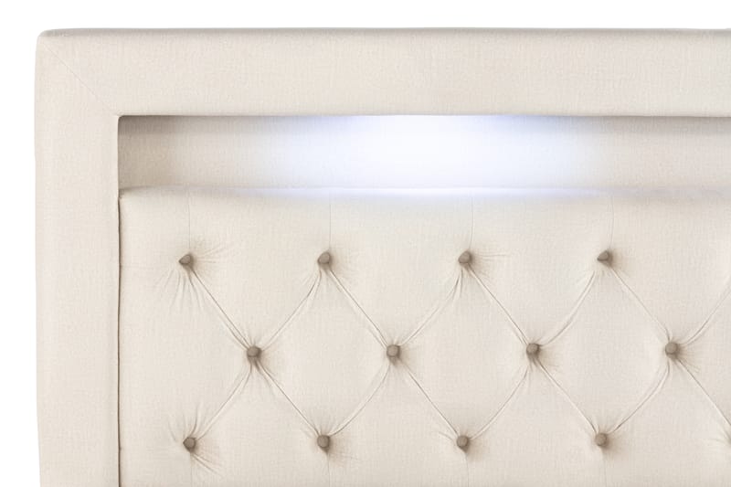 Oppbevaringsseng Monopoli med LED-belysning 180x200 - Beige - Møbler - Senger - Senger med oppbevaring - Dobbeltseng med oppbevaring