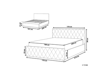 Rochefort Oppbevaringsseng 160x200 cm - Fløyel/Grå - Møbler - Senger - Senger med oppbevaring