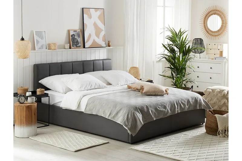 Dreuxa Oppbevaringsseng 140x200 cm - Kunstlær/Grå - Møbler - Senger - Senger med oppbevaring