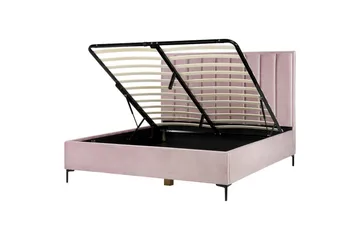Dubbelsäng Beliani Sezanne med förvaring Beige-Grå-Svart, 140x200 cm Pink 180x200 - Møbler - Senger - Senger med oppbevaring