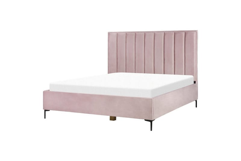 Dubbelsäng Beliani Sezanne med förvaring Beige-Grå-Svart, 140x200 cm Pink 180x200 - Møbler - Senger - Senger med oppbevaring
