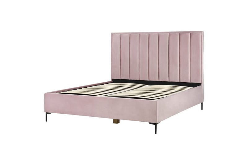 Dubbelsäng Beliani Sezanne med förvaring Beige-Grå-Svart, 140x200 cm Pink 180x200 - Møbler - Senger - Senger med oppbevaring