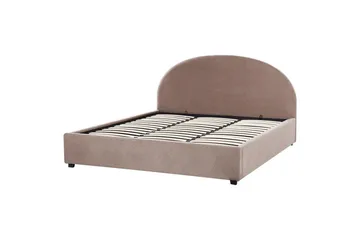 Dubbelsäng Beliani Vaucluse med förvaring Beige, 160x200 cm, Polyester Taupe 180x200 - Møbler - Senger - Senger med oppbevaring