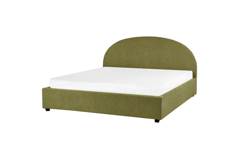 Dubbelsäng Beliani Vaucluse med förvaring Beige, 160x200 cm, Polyester Green 180x200 - Møbler - Senger - Senger med oppbevaring