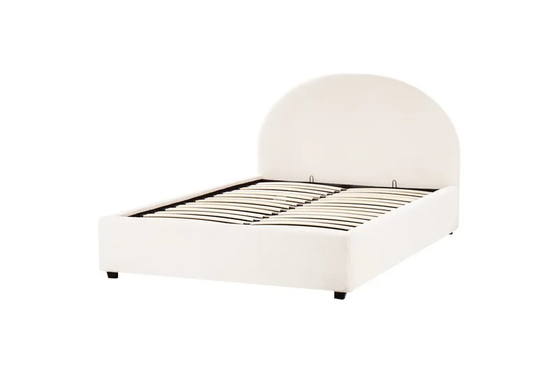 Dubbelsäng Beliani Vaucluse med förvaring Beige, 160x200 cm, Polyester White 140x200 - Møbler - Senger - Senger med oppbevaring
