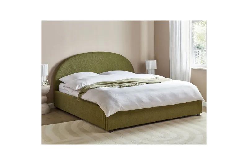 Dubbelsäng Beliani Vaucluse med förvaring Beige, 160x200 cm, Polyester Green 180x200 - Møbler - Senger - Senger med oppbevaring