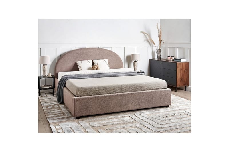 Dubbelsäng Beliani Vaucluse med förvaring Beige, 160x200 cm, Polyester Taupe 180x200 - Møbler - Senger - Senger med oppbevaring