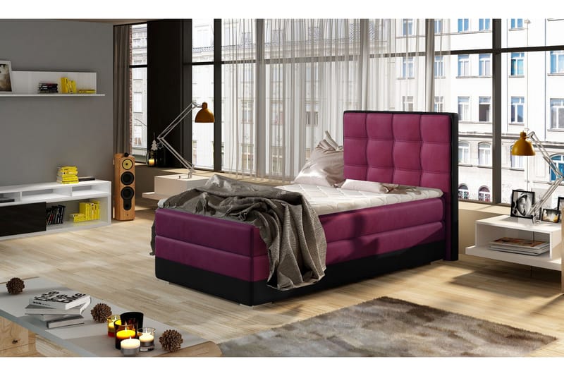 Damion Oppbevaringsseng 90x200 cm Venstre, Rød | Svart