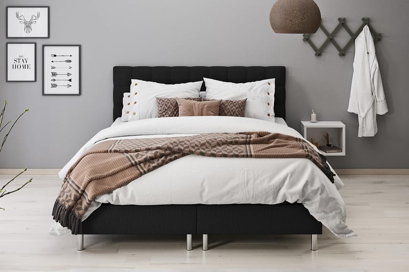 Montana Dobbeltseng med Oppbevaring 160x200 cm - Svart - Møbler - Senger - Senger med oppbevaring