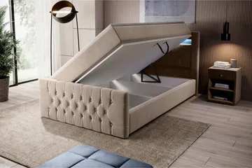 Franco Sengepakke 120x200 med Oppbevaring - Beige/Fløyel - Møbler - Senger - Senger med oppbevaring