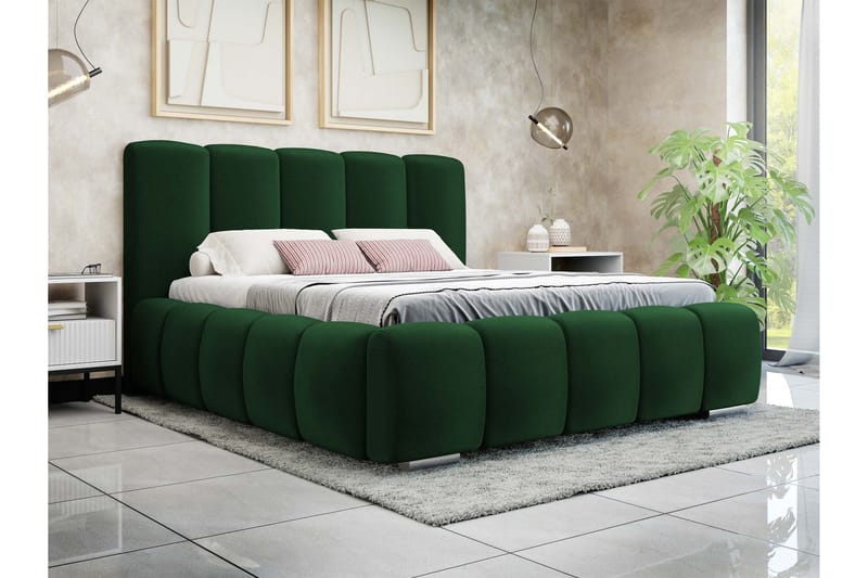 Gioia Oppbevaringsseng 140x200 cm - Grønn - Møbler - Senger - Senger med oppbevaring