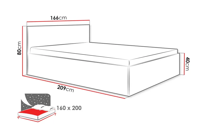 Gudelia Oppbevaringsseng - Hvit - Møbler - Senger - Senger med oppbevaring