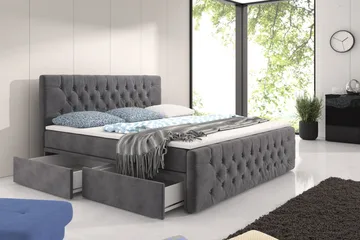 Komplett Oppbevaringsseng Alessio Grå med Fotgavl - Grå - Møbler - Senger - Senger med oppbevaring