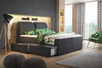 Komplett Oppbevaringsseng Tyler 160x200 Svart - Svart - Møbler - Senger - Senger med oppbevaring