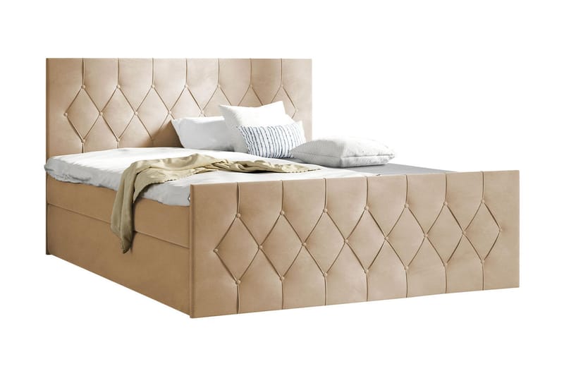 Kontinentalseng 127x216 cm - Beige - Senger med oppbevaring - Komplett sengepakke