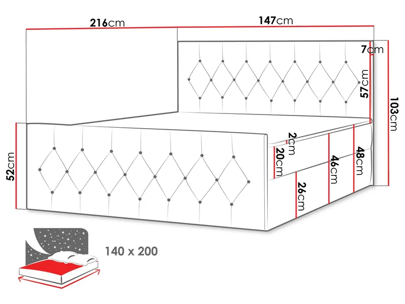 Kontinentalseng 147x216 cm - Brun - Møbler - Senger - Senger med oppbevaring