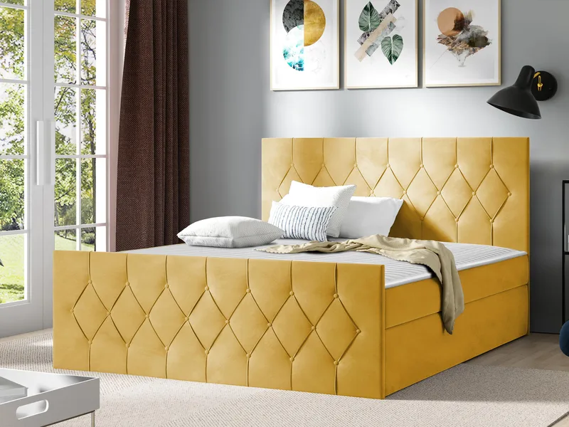 Kontinentalseng 207x216 cm - Gul - Møbler - Senger - Senger med oppbevaring
