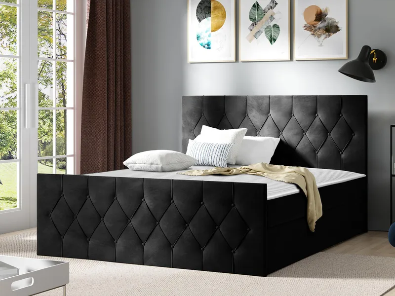 Kontinentalseng 207x216 cm - Svart - Møbler - Senger - Senger med oppbevaring