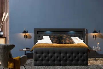 Kontinentalseng Cloud47 Francisco sengepakke Svart Skuffer - Møbler - Senger - Senger med oppbevaring