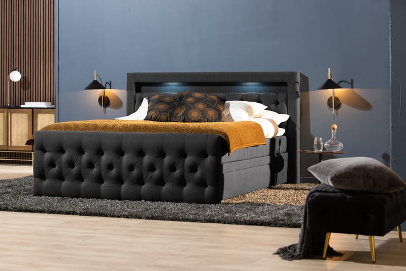 Kontinentalseng Cloud47 Francisco sengepakke Svart Skuffer - Møbler - Senger - Senger med oppbevaring