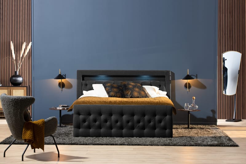 Kontinentalseng Cloud47 Francisco sengepakke Svart Skuffer - Møbler - Senger - Senger med oppbevaring