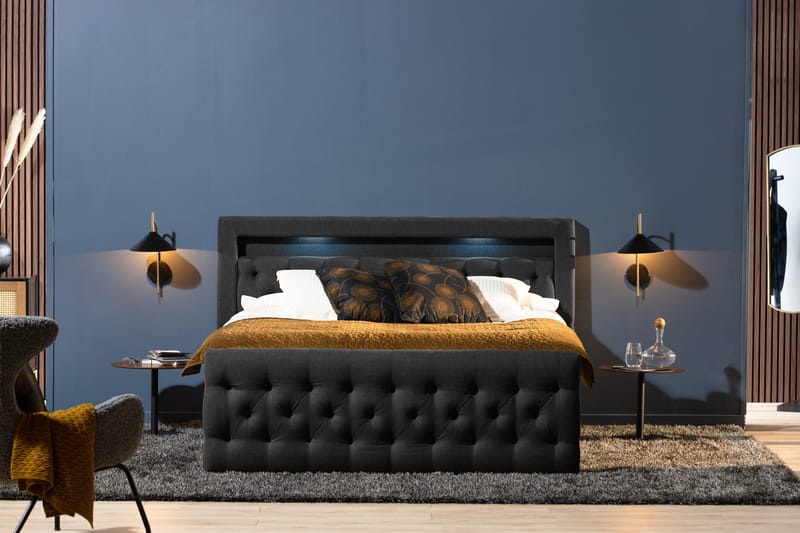 Kontinentalseng Cloud47 Francisco sengepakke Svart Skuffer - Møbler - Senger - Senger med oppbevaring