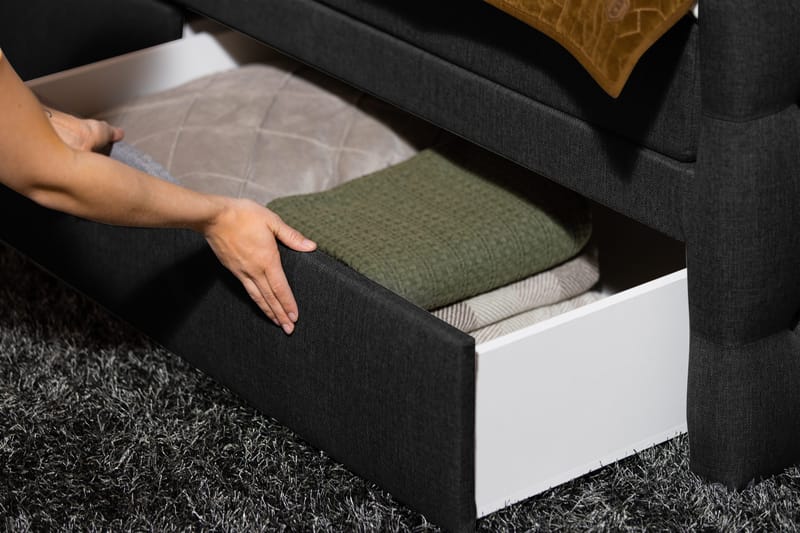 Kontinentalseng Cloud47 Francisco sengepakke Svart Skuffer - Møbler - Senger - Senger med oppbevaring