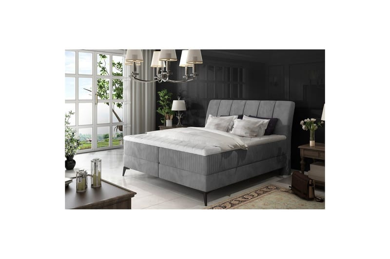 Kontinentalseng Eltap Aderito - 160x200 cm, Jasmine 90, Grå - Møbler - Senger - Senger med oppbevaring