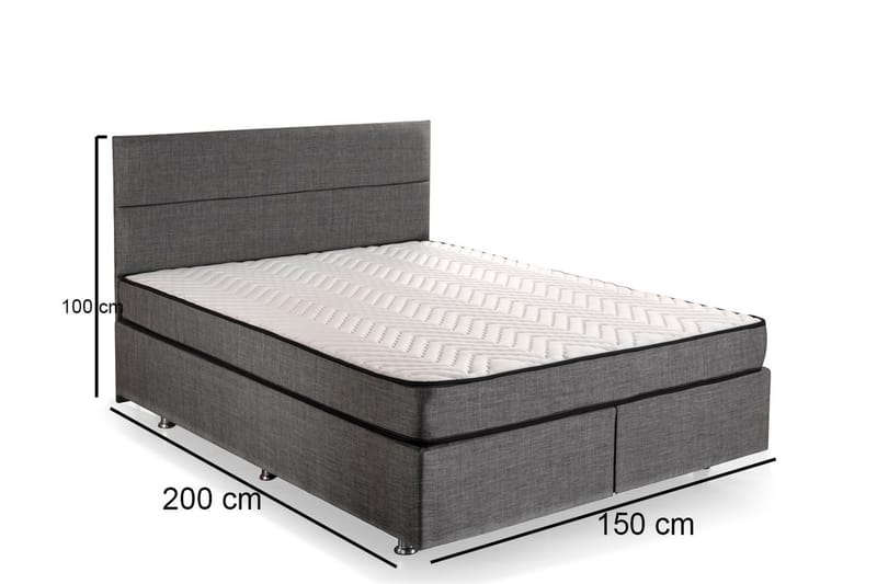 Kontinentalseng Zilarra 150x200 cm - Grå - Senger med oppbevaring - Komplett sengepakke