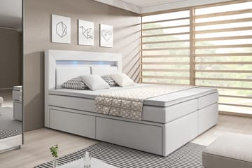 Modena Sengepakke 180x200 med Oppbevaring LED-belysning - Hvit - Møbler - Senger - Senger med oppbevaring