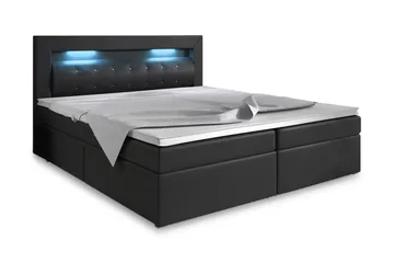 Modena Sengepakke 180x200 med Oppbevaring LED-belysning - Svart - Møbler - Senger - Senger med oppbevaring