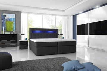 Modena Sengepakke 180x200 med Oppbevaring LED-belysning - Svart - Møbler - Senger - Senger med oppbevaring