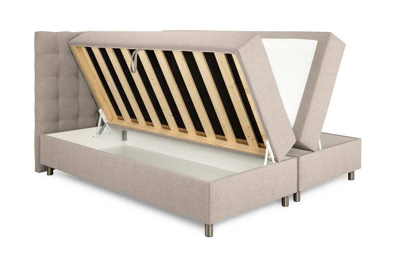 Montana Dobbeltseng med Oppbevaring 160x200 cm - Beige - Møbler - Senger - Senger med oppbevaring