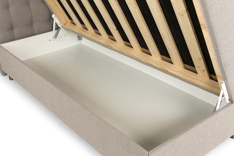 Montana Dobbeltseng med Oppbevaring 160x200 cm - Beige - Møbler - Senger - Senger med oppbevaring