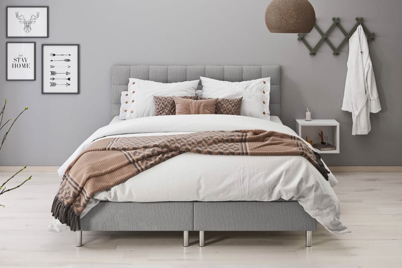 Montana Komplett Sengpakke med Oppbevaring 140x200 cm - Lysegrå - Møbler - Senger - Senger med oppbevaring