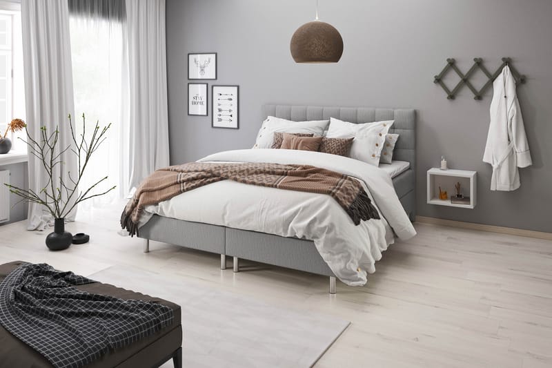 Montana Komplett Sengpakke med Oppbevaring 140x200 cm - Lysegrå - Møbler - Senger - Senger med oppbevaring