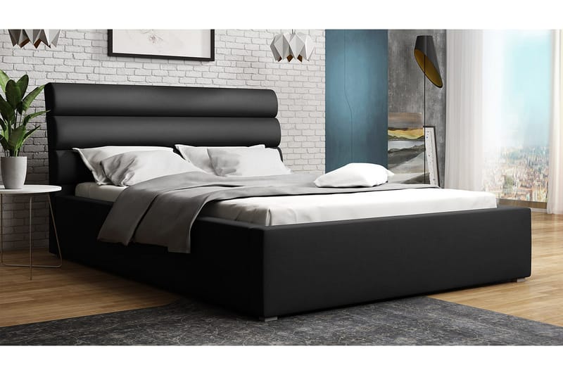 Moon Seng med Oppbevaring 223x160x100 cm - Svart/Grå - Møbler - Senger - Senger med oppbevaring