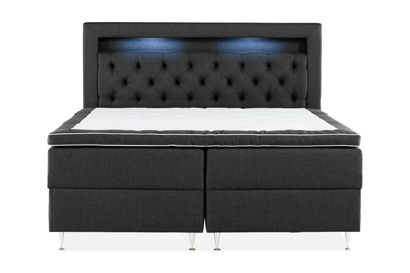 Oppbevaringsseng Alessia med LED-belysning 160x200, Svart