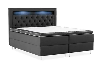 Oppbevaringsseng Alessia med LED-belysning 160x200 - Svart - Møbler - Senger - Senger med oppbevaring