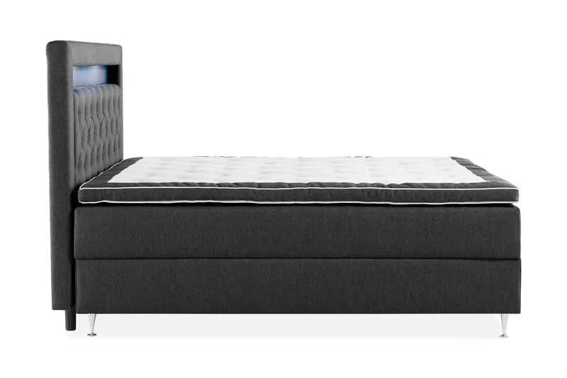 Oppbevaringsseng Alessia med LED-belysning 160x200 - Svart - Møbler - Senger - Senger med oppbevaring