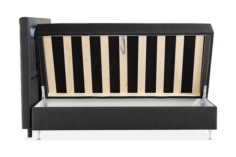 Oppbevaringsseng Alessia med LED-belysning 160x200 - Svart - Møbler - Senger - Senger med oppbevaring