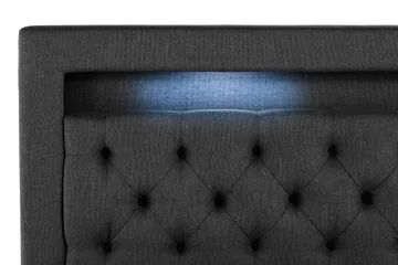 Oppbevaringsseng Alessia med LED-belysning 160x200 - Svart - Møbler - Senger - Senger med oppbevaring