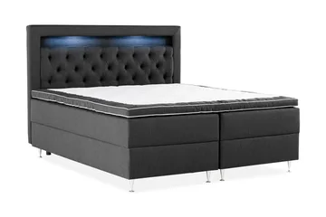 Oppbevaringsseng Alessia med LED-belysning 160x200 - Svart - Møbler - Senger - Senger med oppbevaring